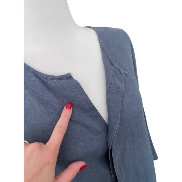 Eskandar | Linen Lagenlook 100% Linen Button Up Pullover Size 1 - Picture 8 of 9